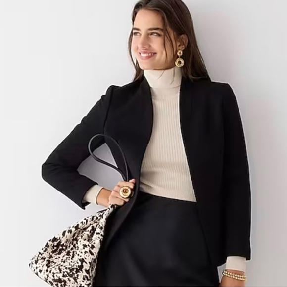 NEW! J.Crew Going-out Blazer Open Front Twill Black SZ 12 - Picture 1 of 16